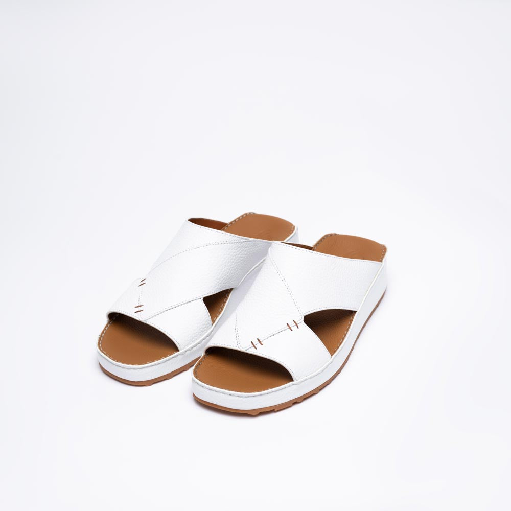 C-0219-White Arabic Male Sandals