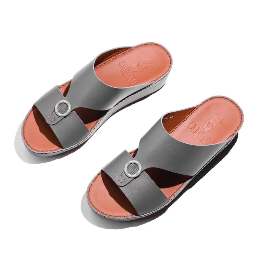 04010-Dark Grey Arabic Male Sandals New Arrivals