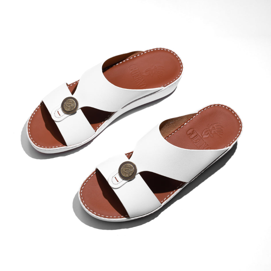04012-White Arabic Male Sandals New Arrivals