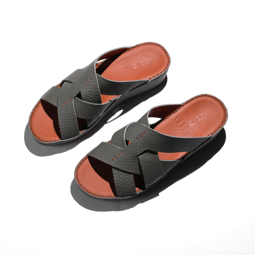 04015-Dark Grey Arabic Male Sandals New Arrivals