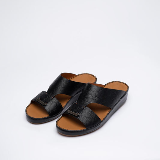224-Black Arabic Male Sandals NEW ARRIVALS