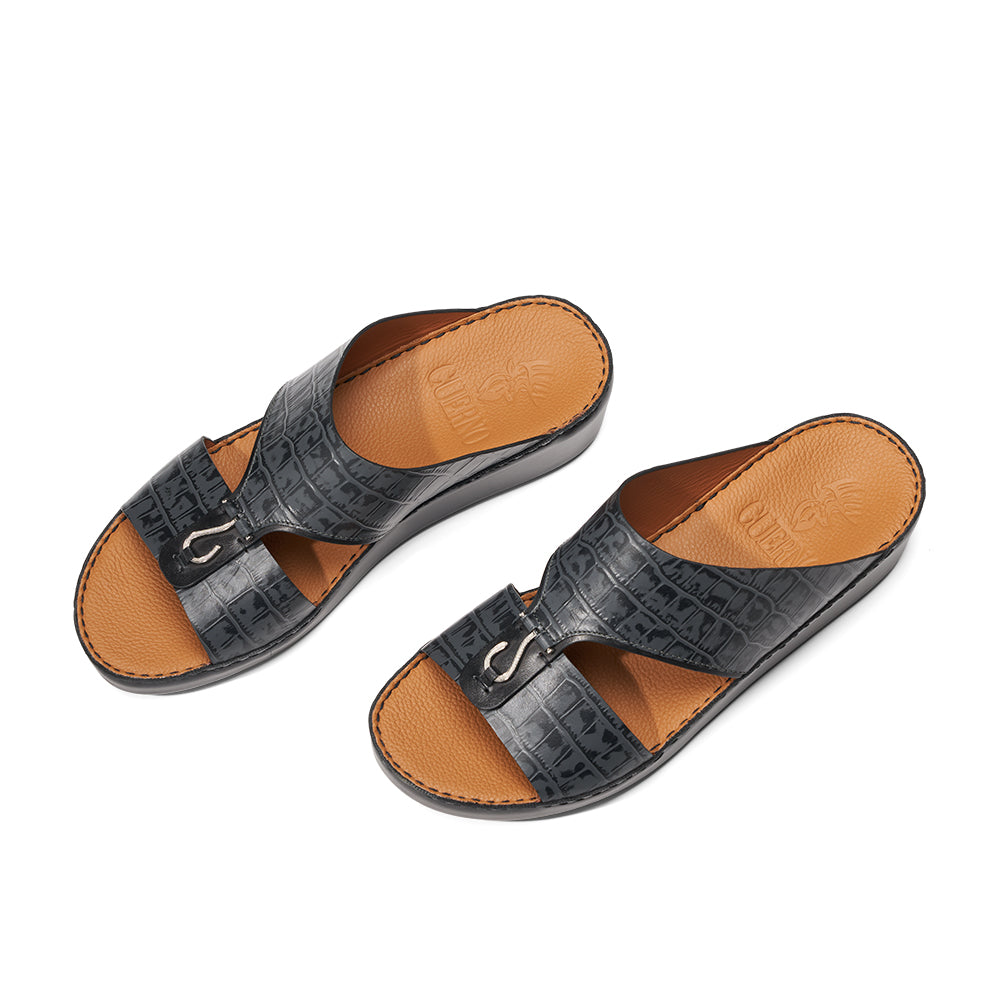 CSI-176-Grey/ Black Arabic Male Sandal